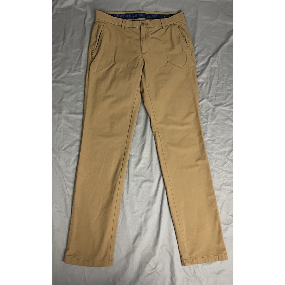 Vineyard Vines Mens 32x32 Performance Pants Khaki Tan Golf Chino Stretch